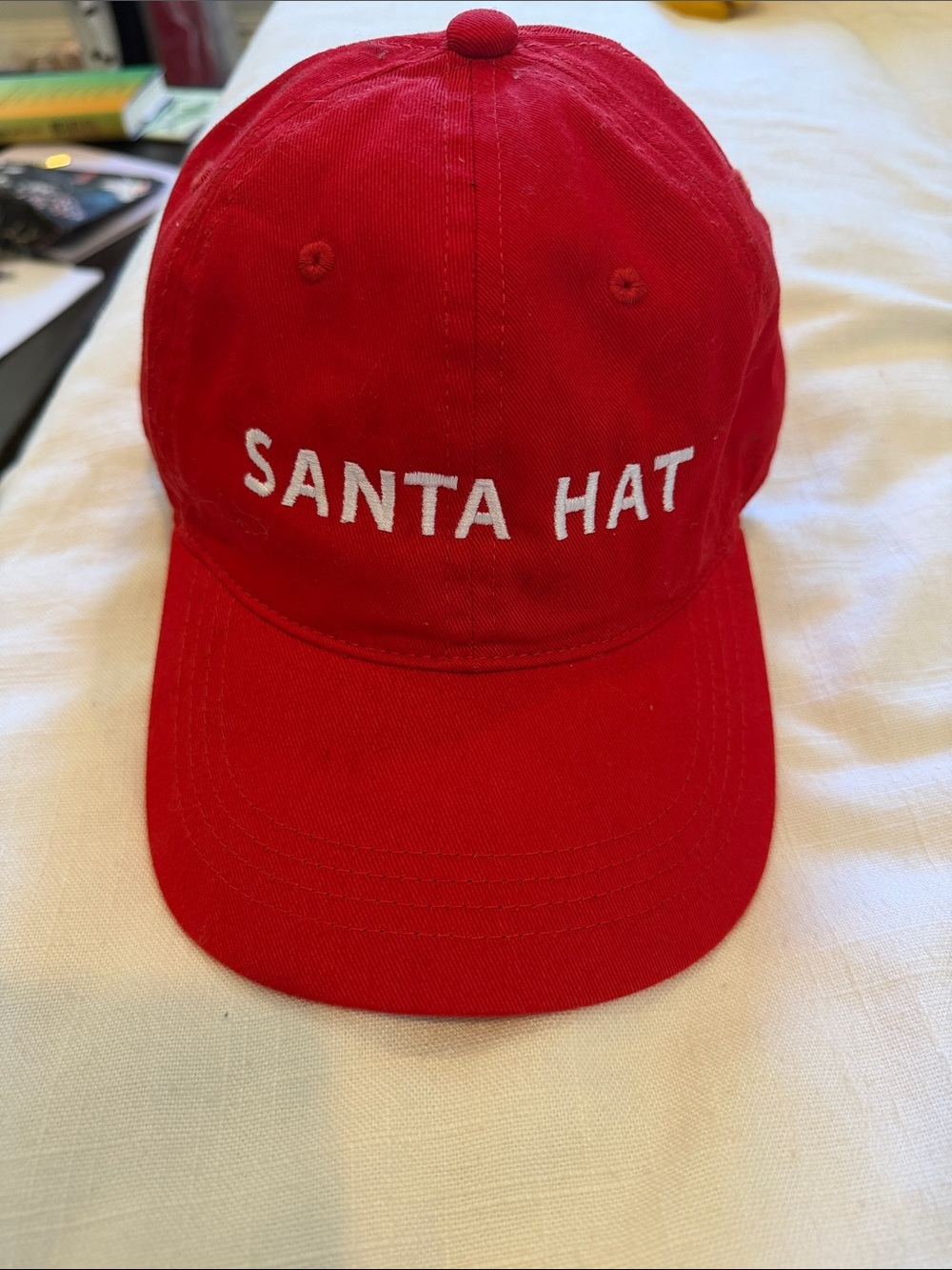 Columbia Red Baseball Cap with White 'SANTA HAT' Embroidery